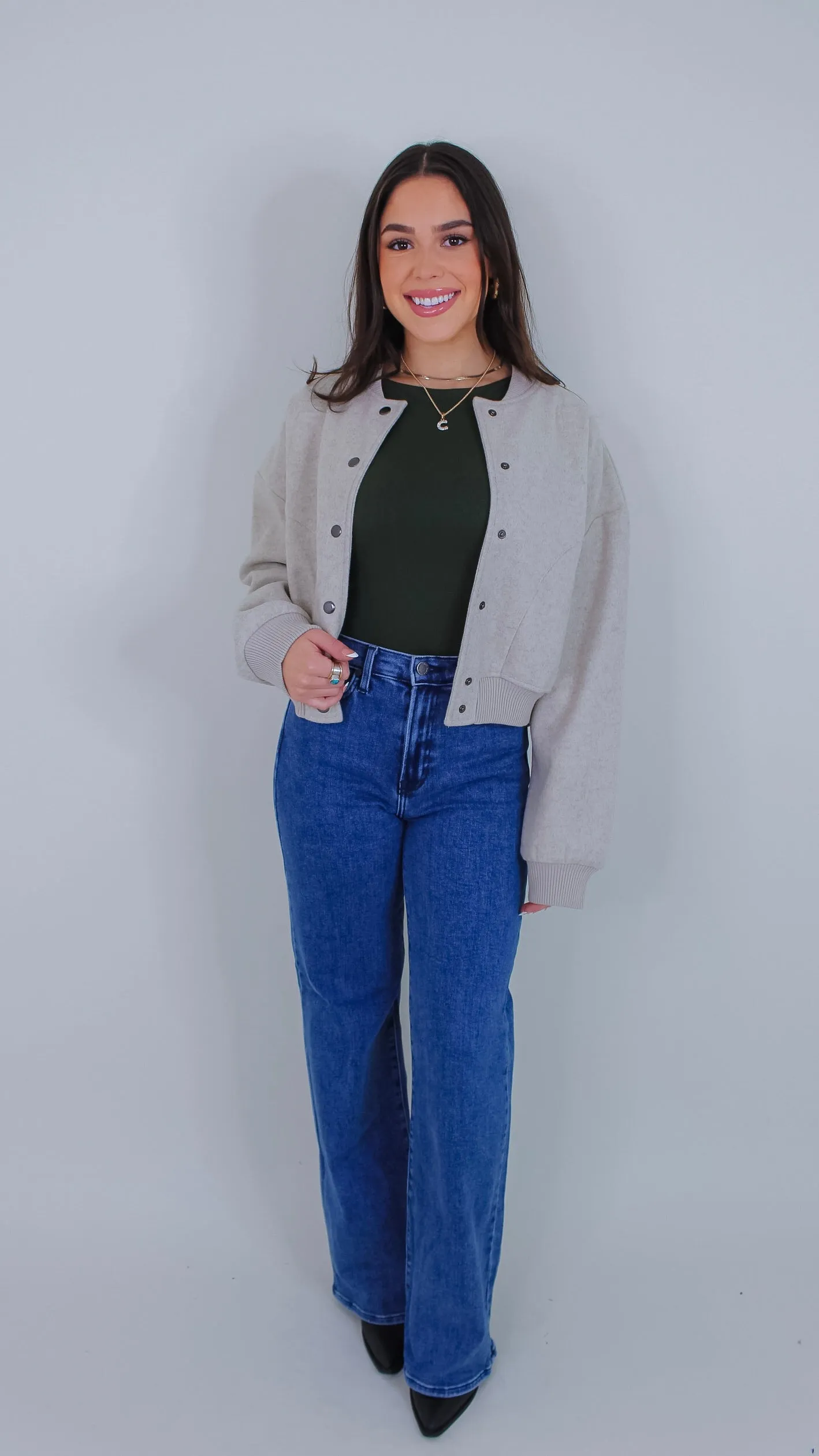 Kourtney Oatmeal Bomber Jacket