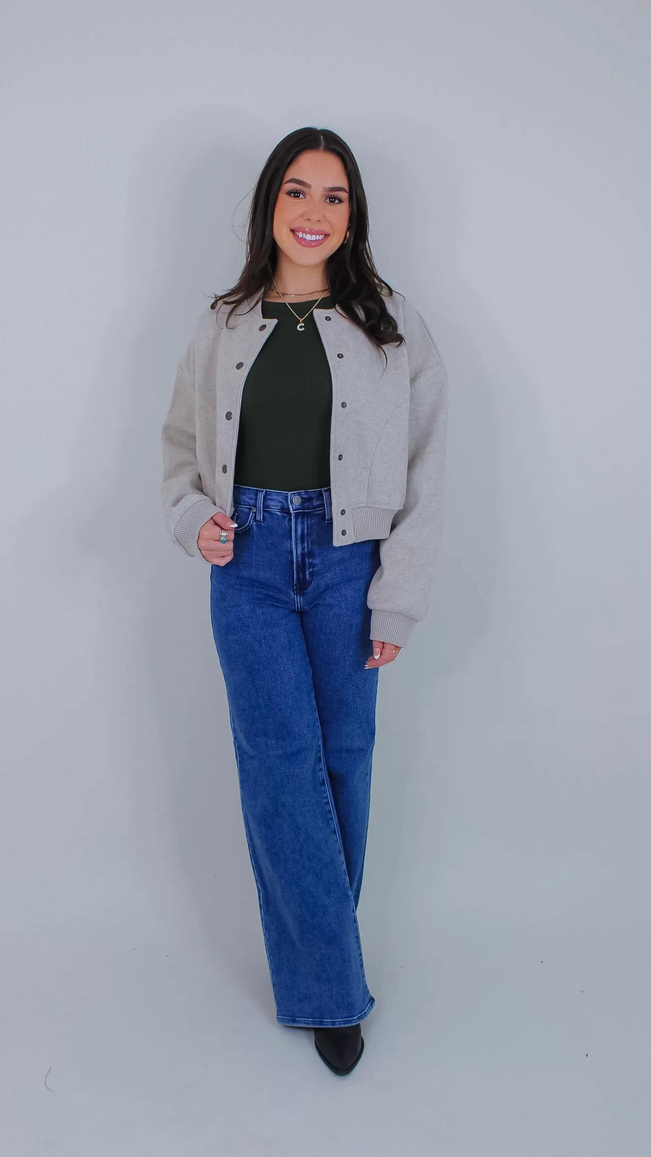 Kourtney Oatmeal Bomber Jacket