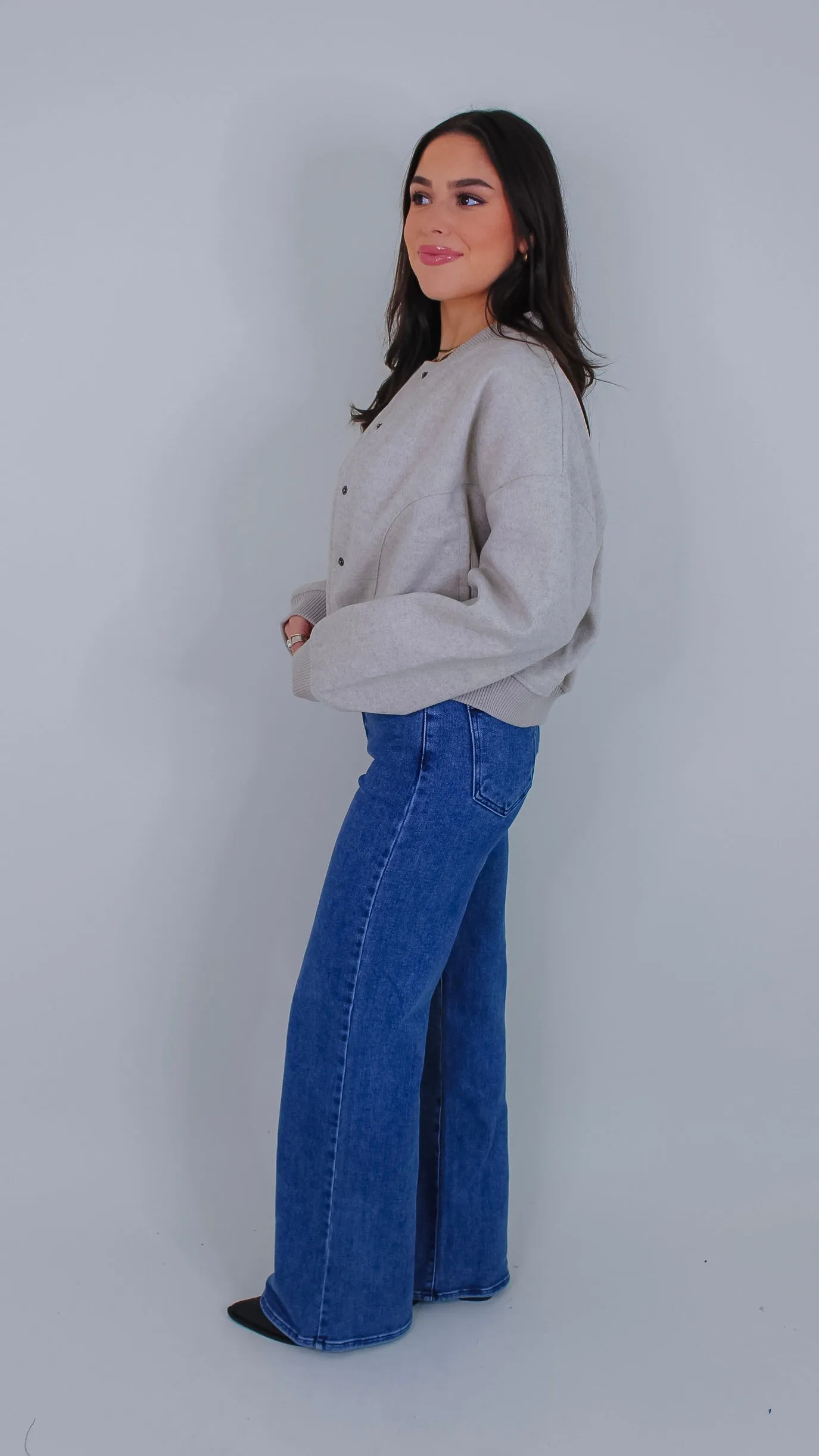Kourtney Oatmeal Bomber Jacket
