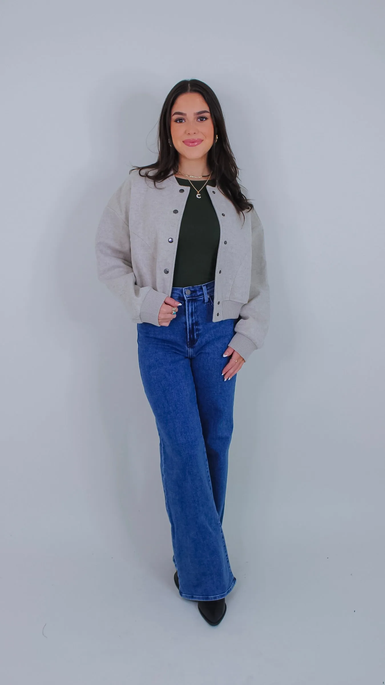 Kourtney Oatmeal Bomber Jacket