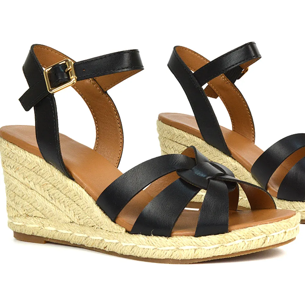 Kylie Wedge Heel Ankle Strap Espadrille Sandals in White