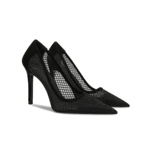 Lace Mesh Detailed Pointy Toe Stiletto Heels