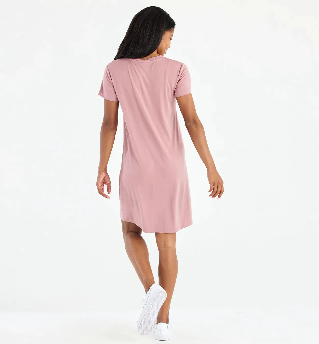 LADIES FREE FLY BAMBOO FLEX POCKET DRESS - ASH ROSE