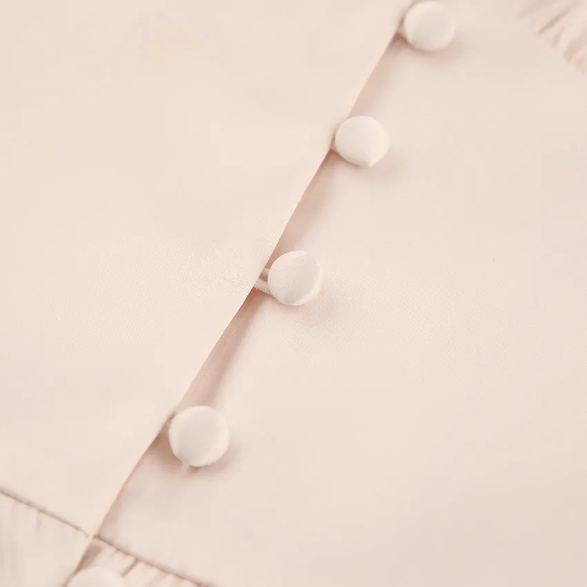 Lantern Bubble Sleeve Satin Midi Dresses