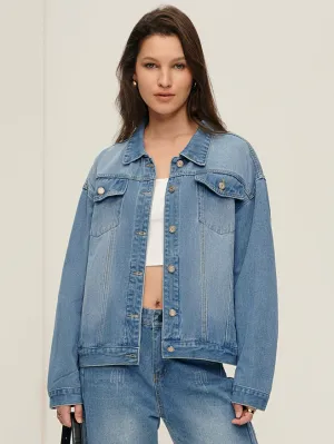 Lapel Pockets Denim Jacket