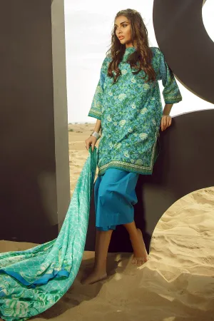 Latest Summer Pakistani casual printed lawn dress in blue color # P2505