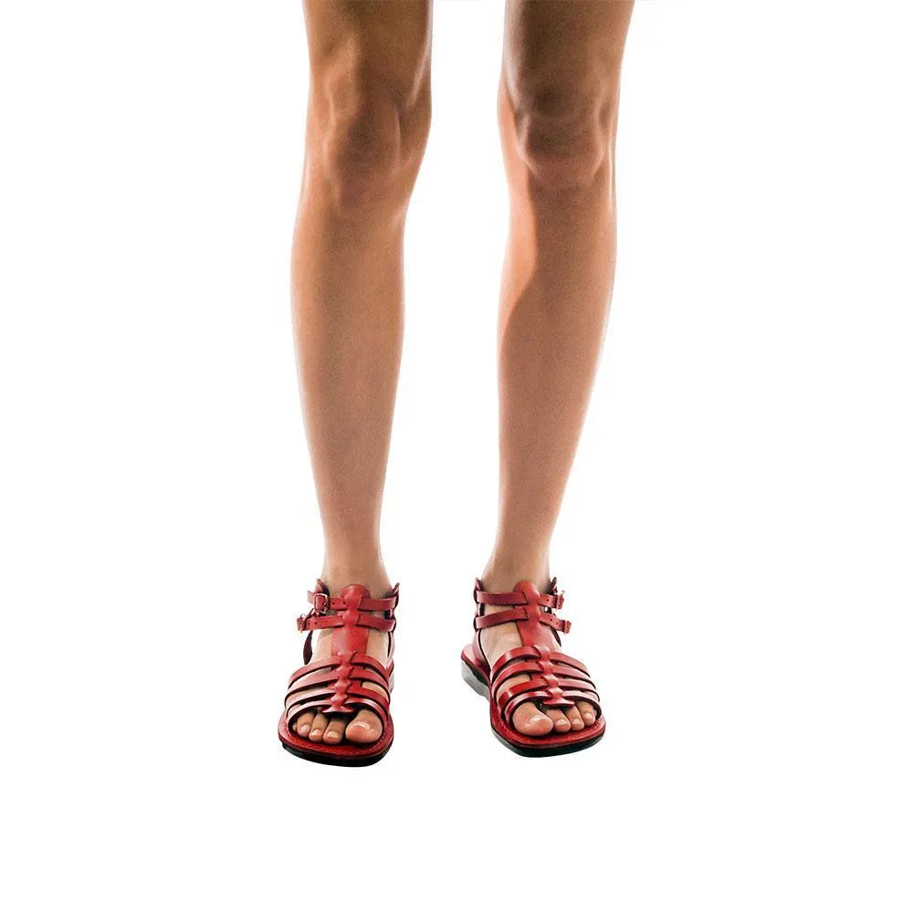 Leah - Leather Gladiator Sandal | Red
