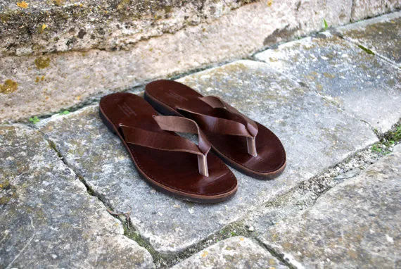 Leather flip flop sandals for men