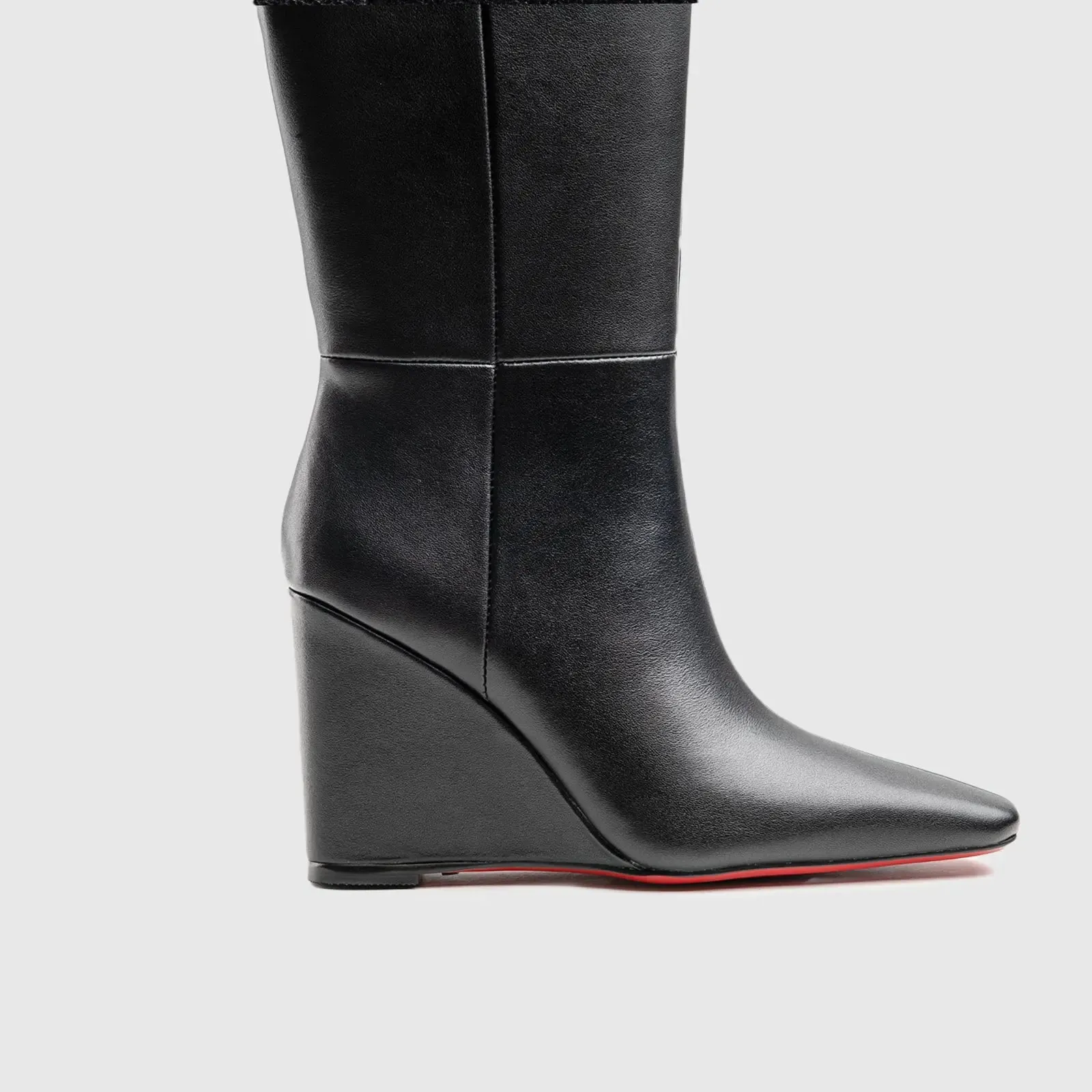 Leather Wedge Boots Black Lar004