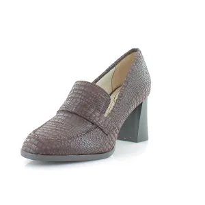 LifeStride Womens Farrah Block Heel Loafer Chocolate Croco 8 M