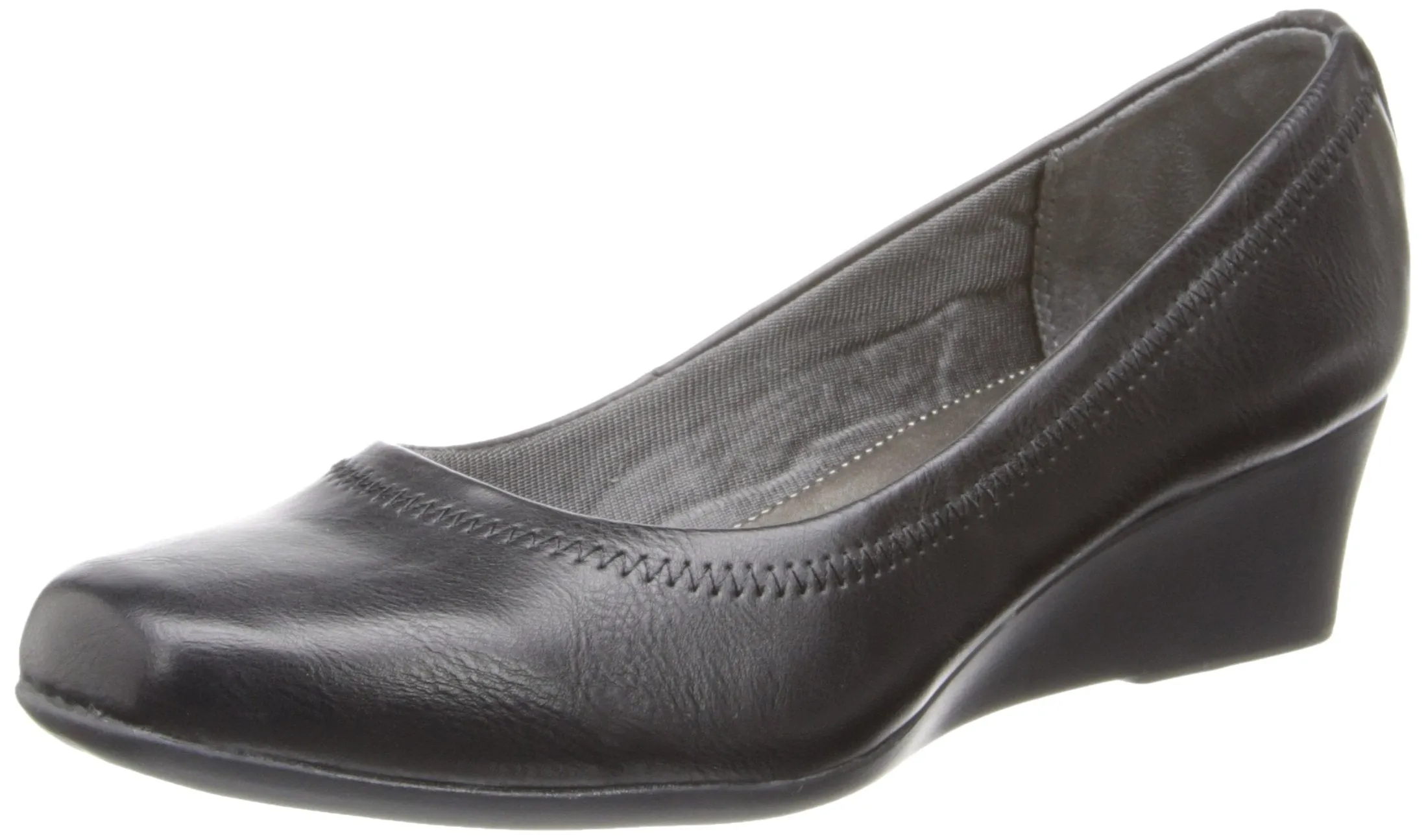 LifeStride Women's Groovy Wedge Pump, Black, 7 W US