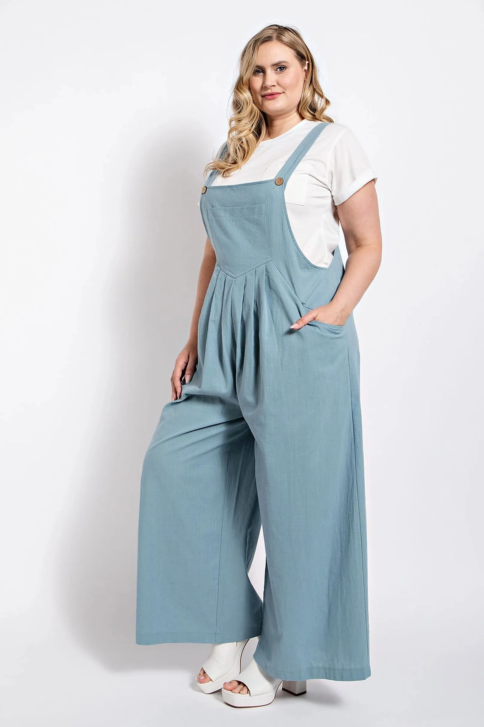 Light Blue Pintuck detail overall with side pockets