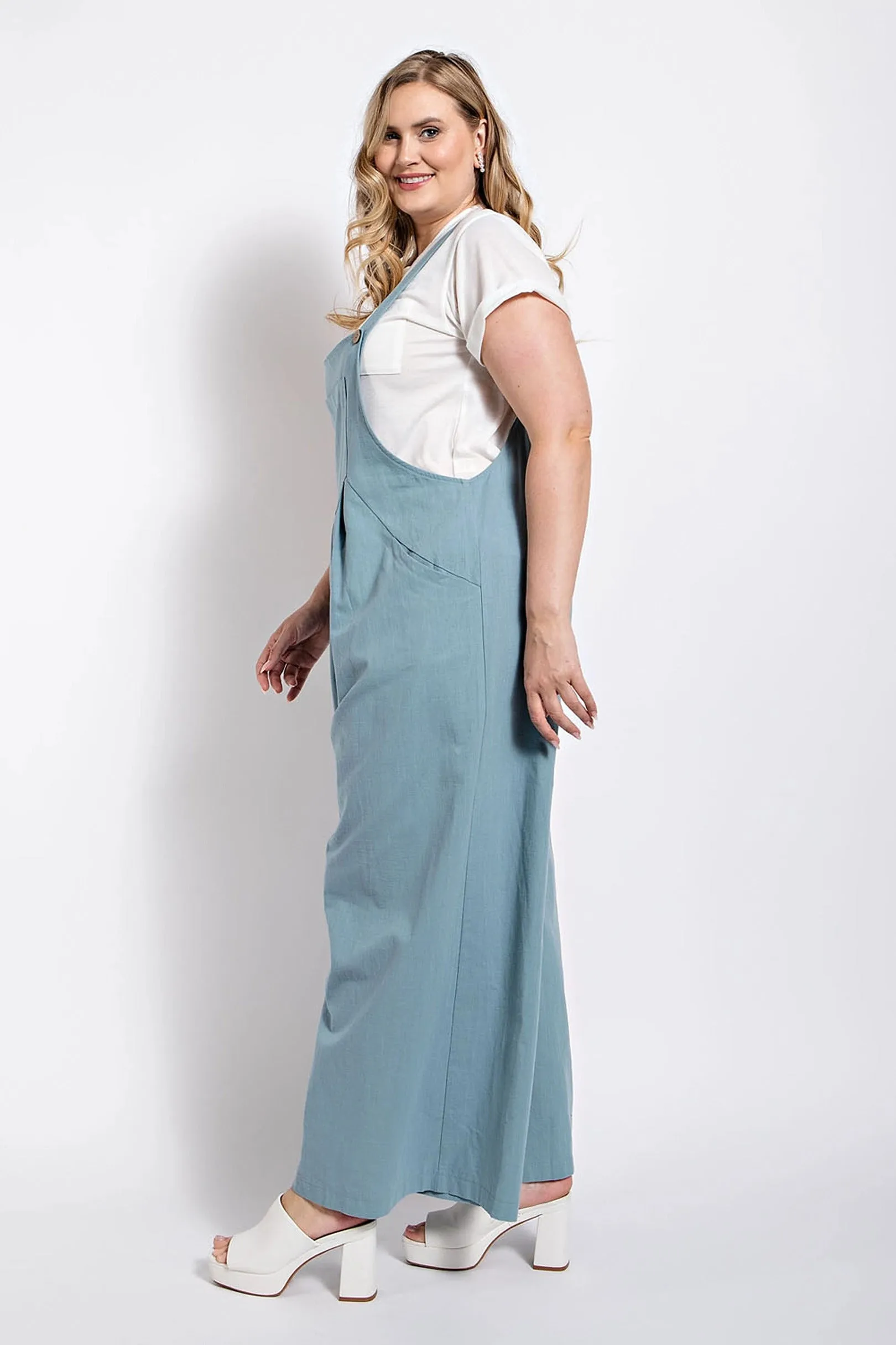 Light Blue Pintuck detail overall with side pockets