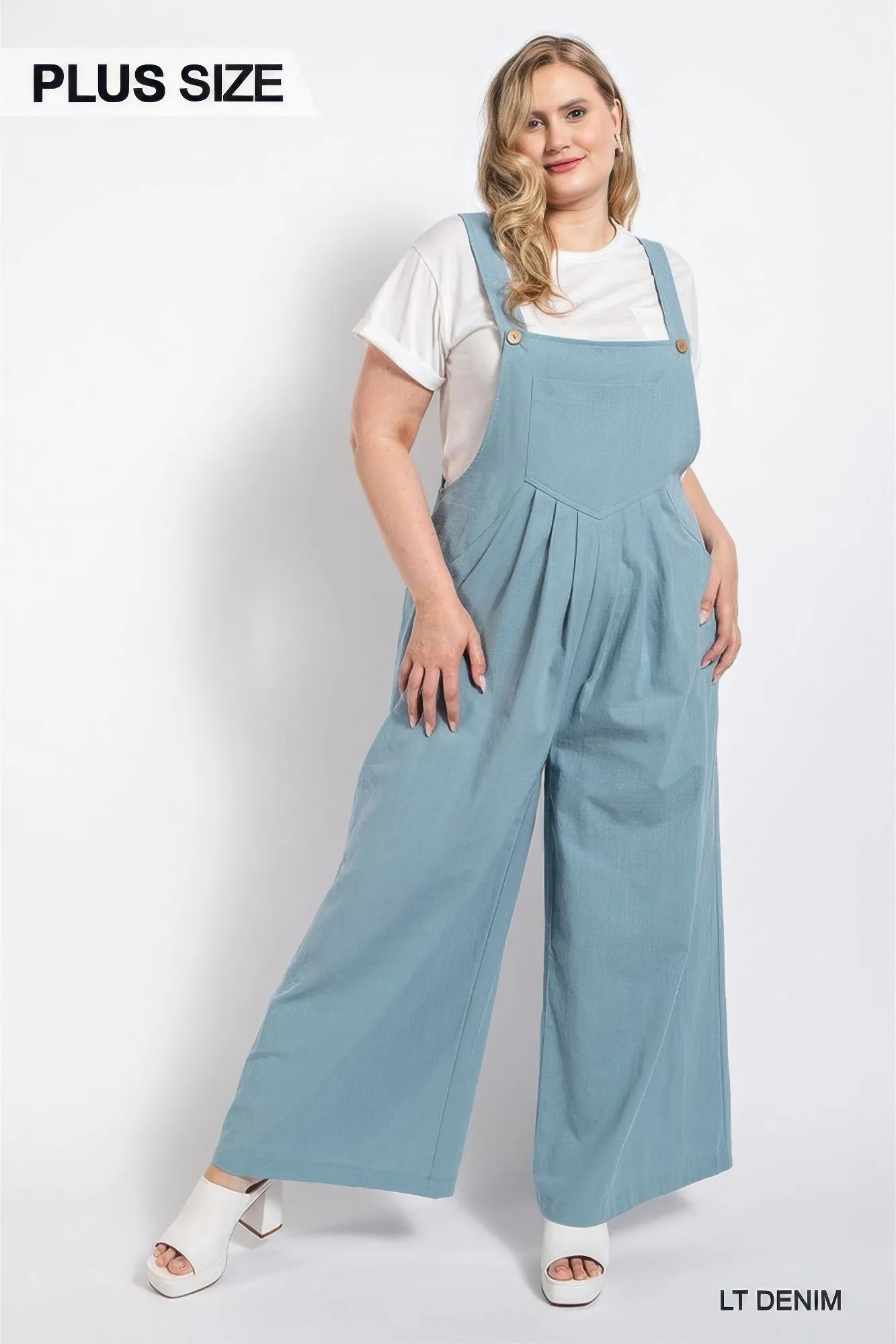 Light Blue Pintuck detail overall with side pockets