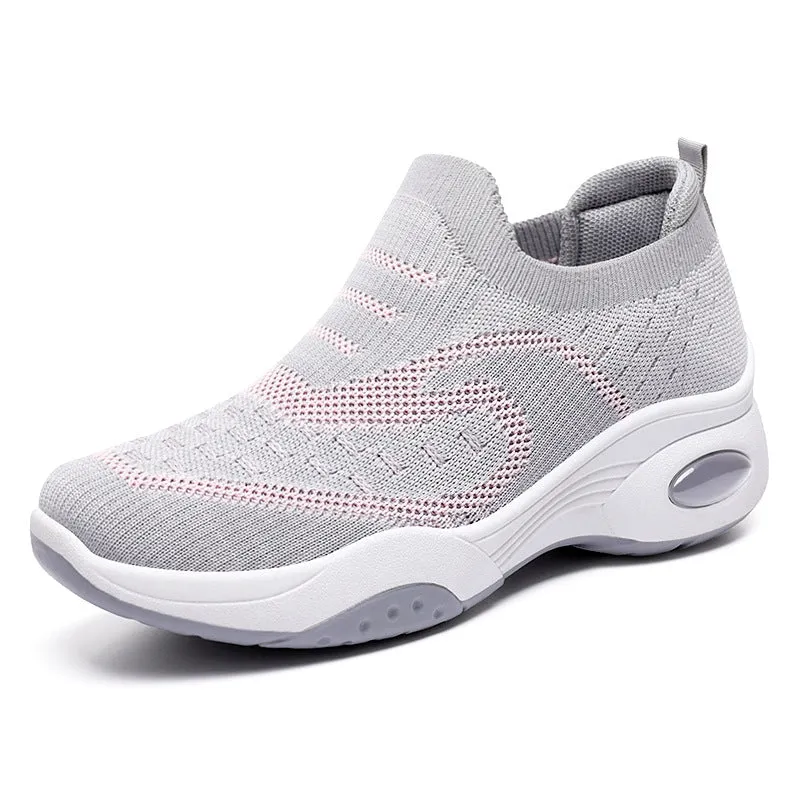 Lightweight Breathable Almond Toe Slip-On Sneakers for Women