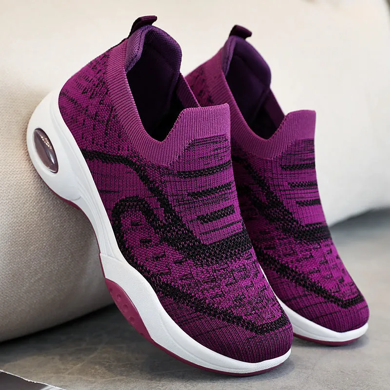 Lightweight Breathable Almond Toe Slip-On Sneakers for Women