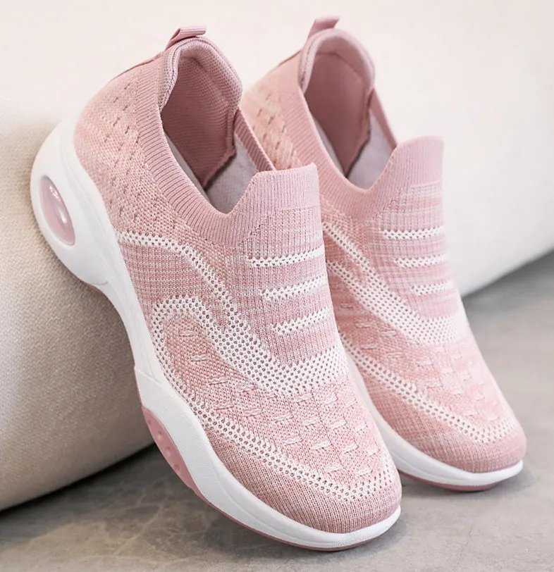 Lightweight Breathable Almond Toe Slip-On Sneakers for Women