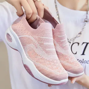 Lightweight Breathable Almond Toe Slip-On Sneakers for Women