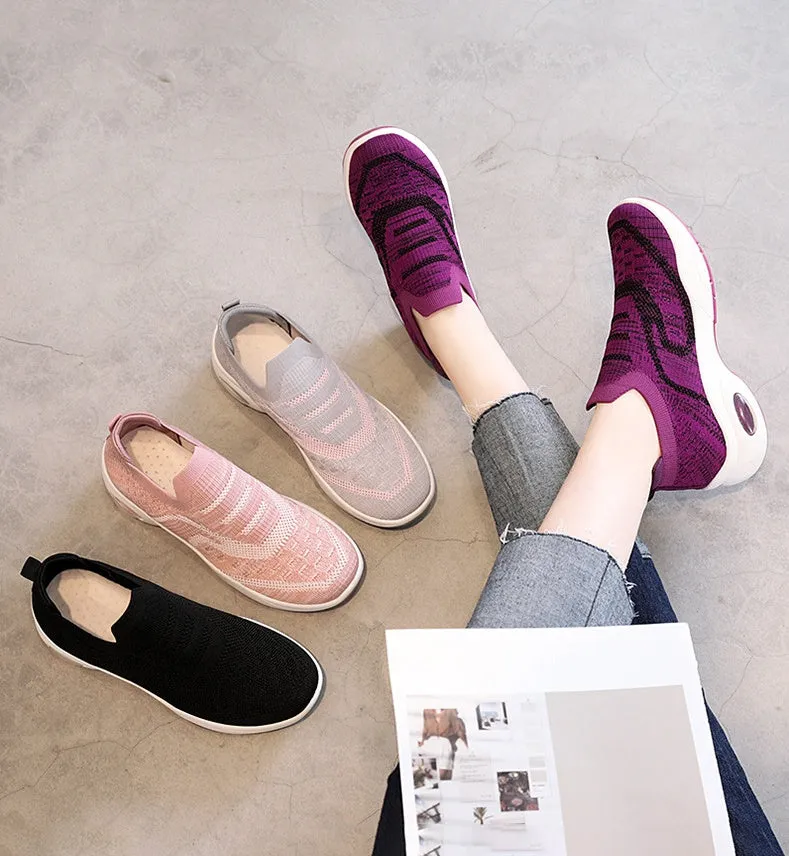 Lightweight Breathable Almond Toe Slip-On Sneakers for Women