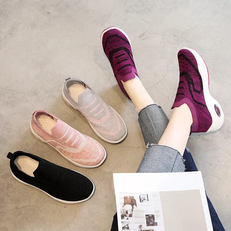Lightweight Breathable Almond Toe Slip-On Sneakers for Women