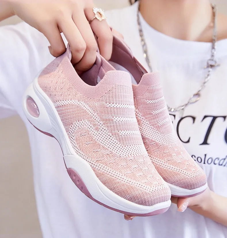 Lightweight Breathable Almond Toe Slip-On Sneakers for Women