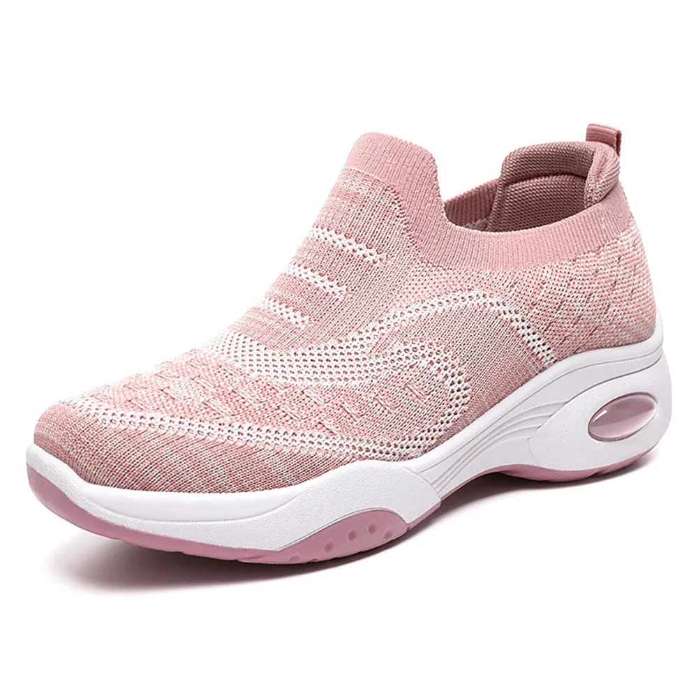 Lightweight Breathable Almond Toe Slip-On Sneakers for Women