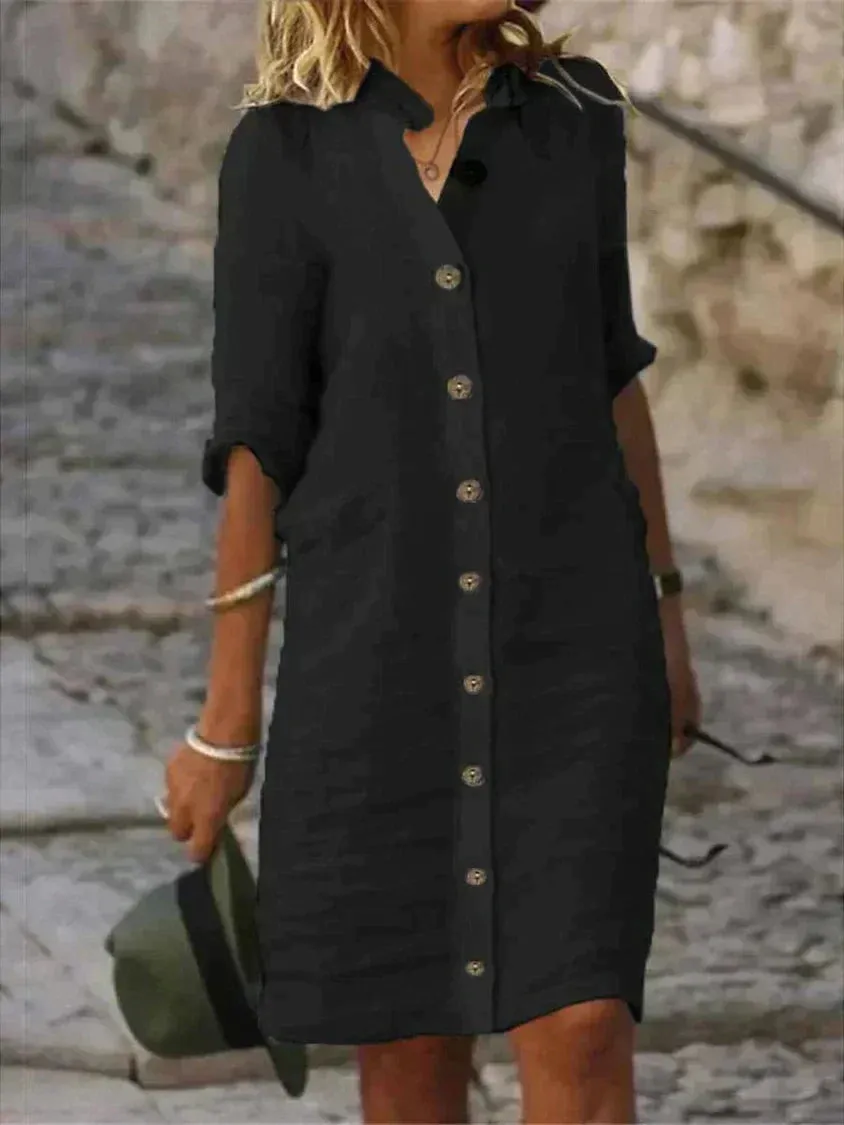 Lily - Reinweißes Leinen-Midikleid