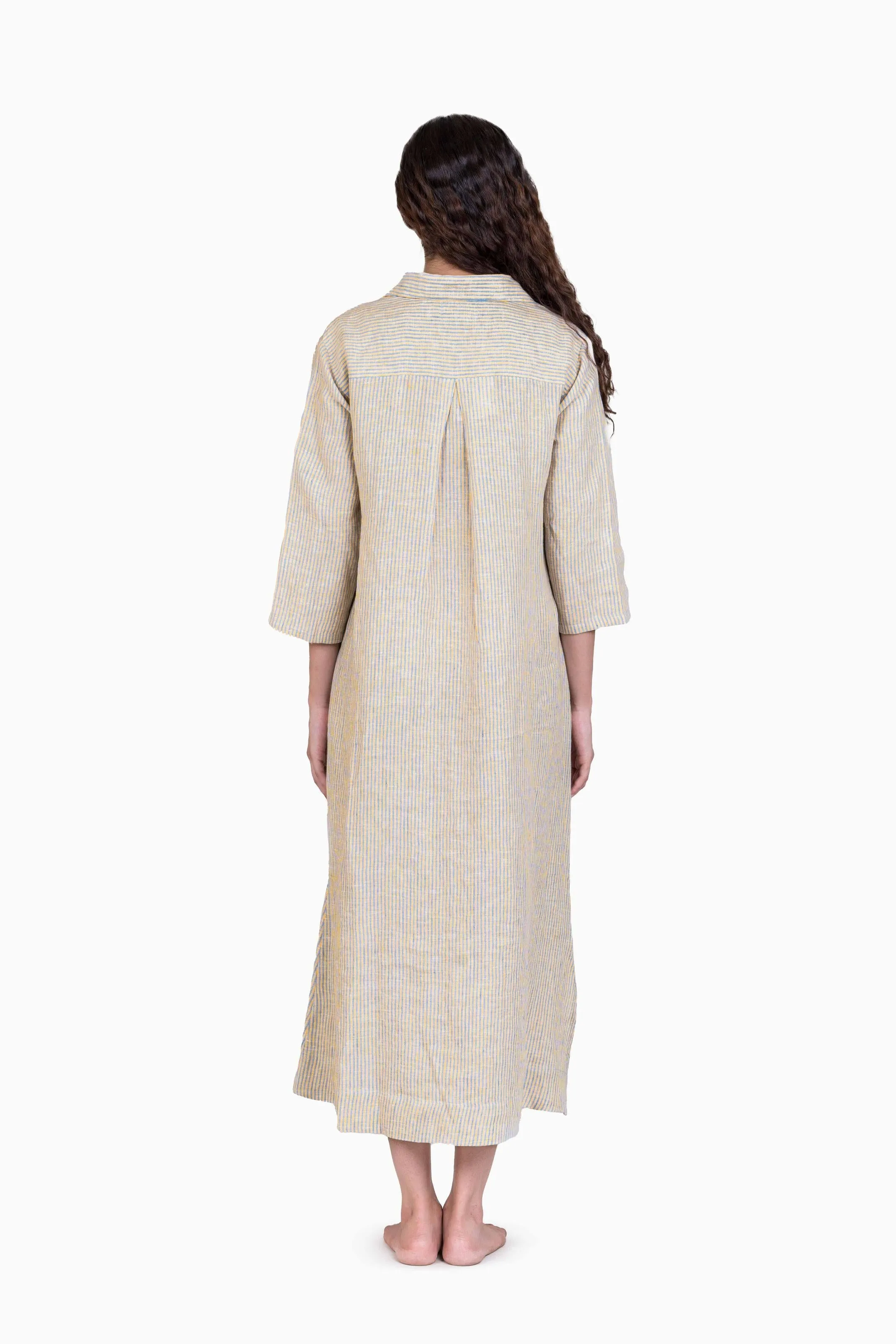 Linen Avery Dress-Swirly Yellow