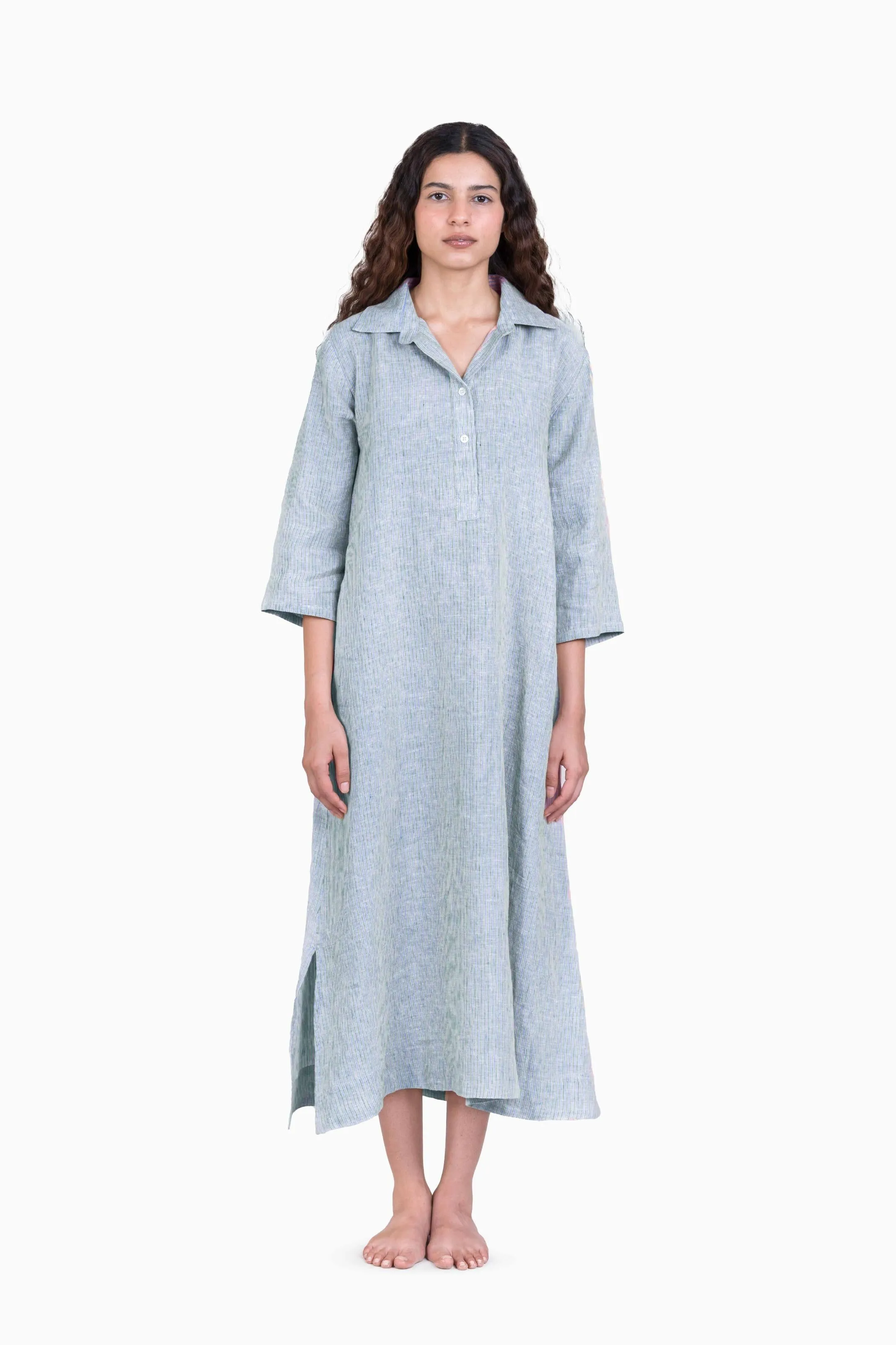 Linen Avery Dress-Swirly Yellow
