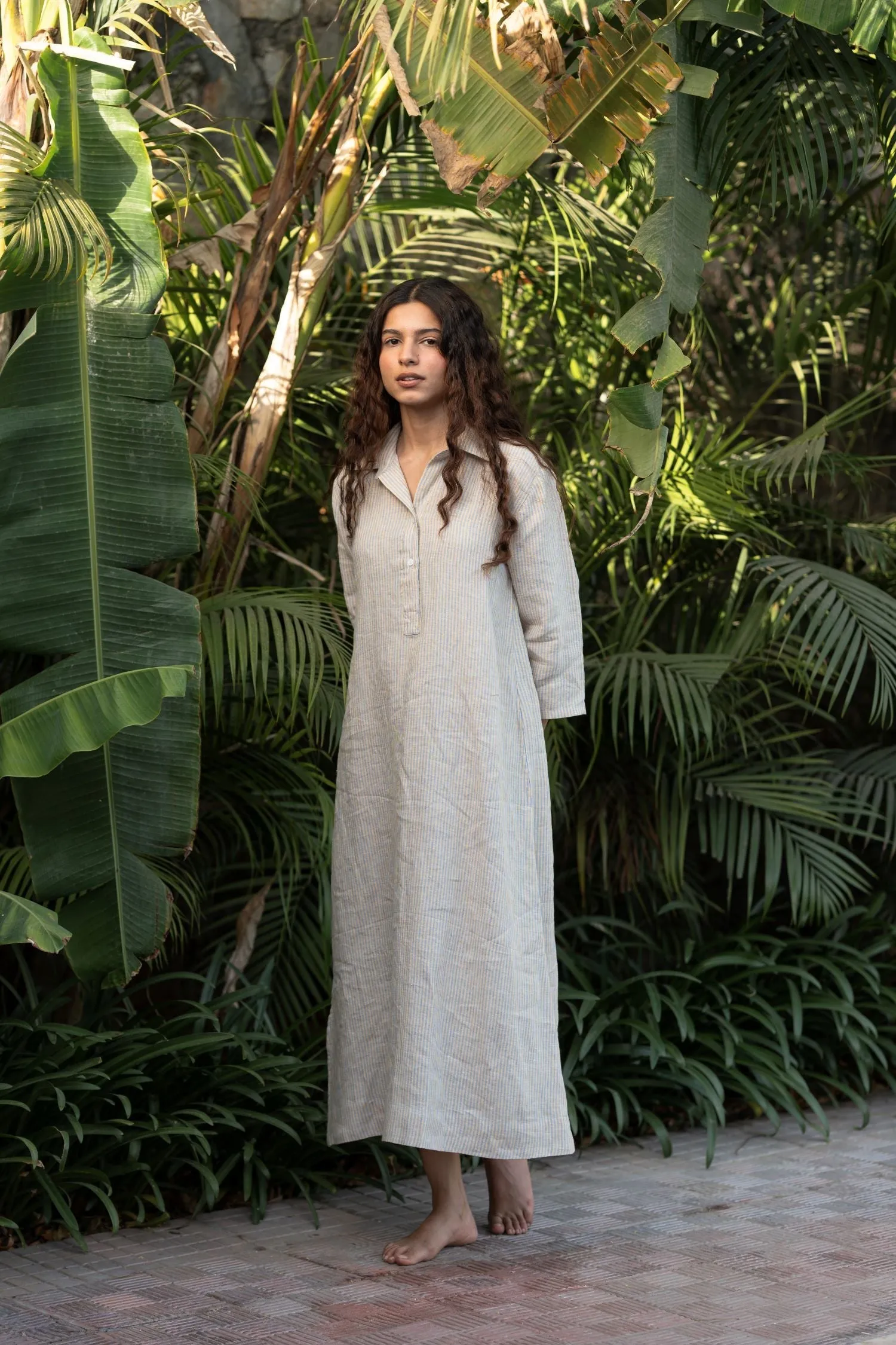 Linen Avery Dress-Swirly Yellow