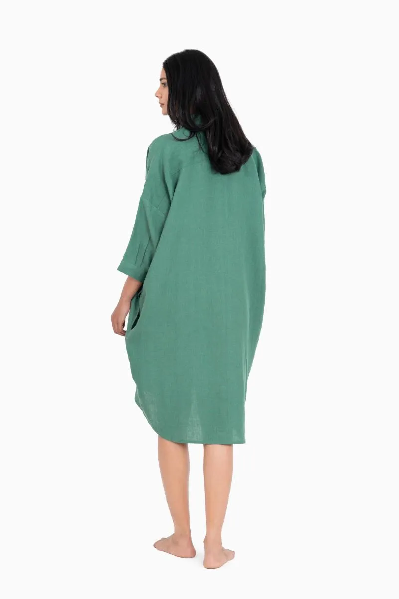 Linen Ferro Shirt Dress-Oatmeal