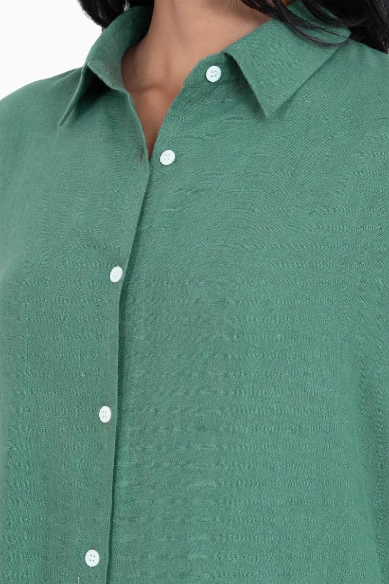 Linen Ferro Shirt Dress-Oatmeal