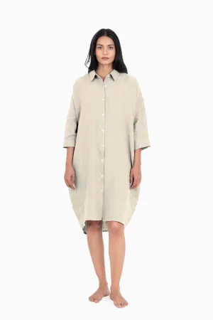 Linen Ferro Shirt Dress-Oatmeal
