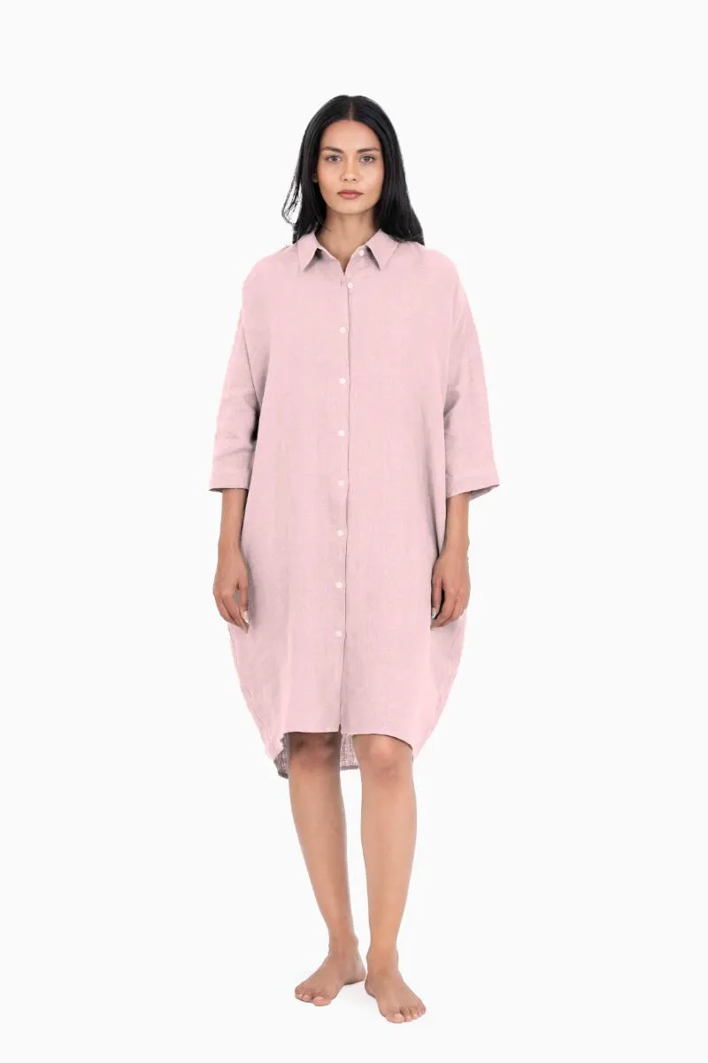 Linen Ferro Shirt Dress-Oatmeal