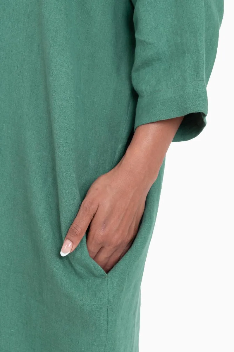 Linen Ferro Shirt Dress-Oatmeal