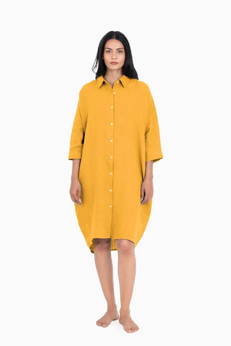 Linen Ferro Shirt Dress-Oatmeal