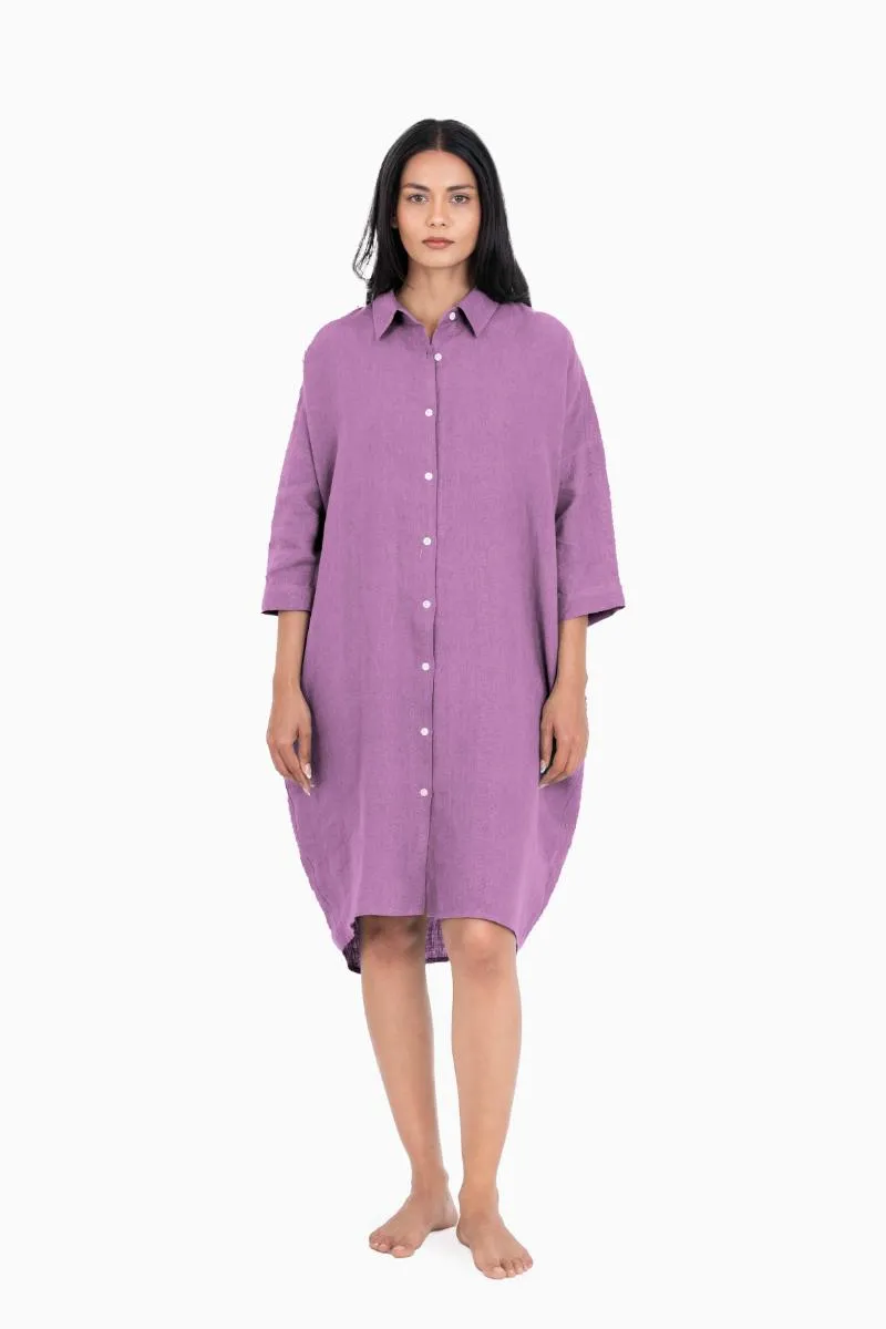 Linen Ferro Shirt Dress-Oatmeal