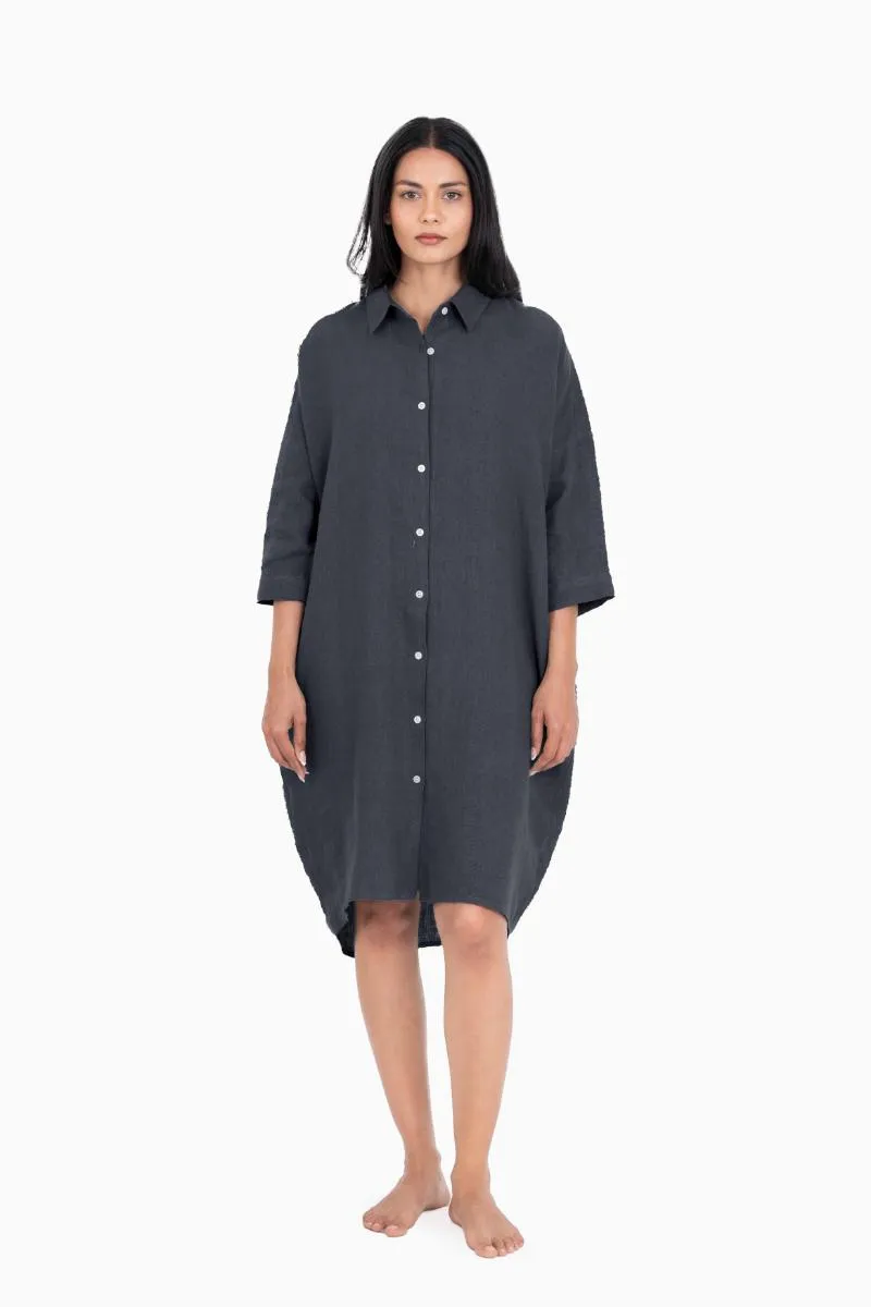 Linen Ferro Shirt Dress-Oatmeal