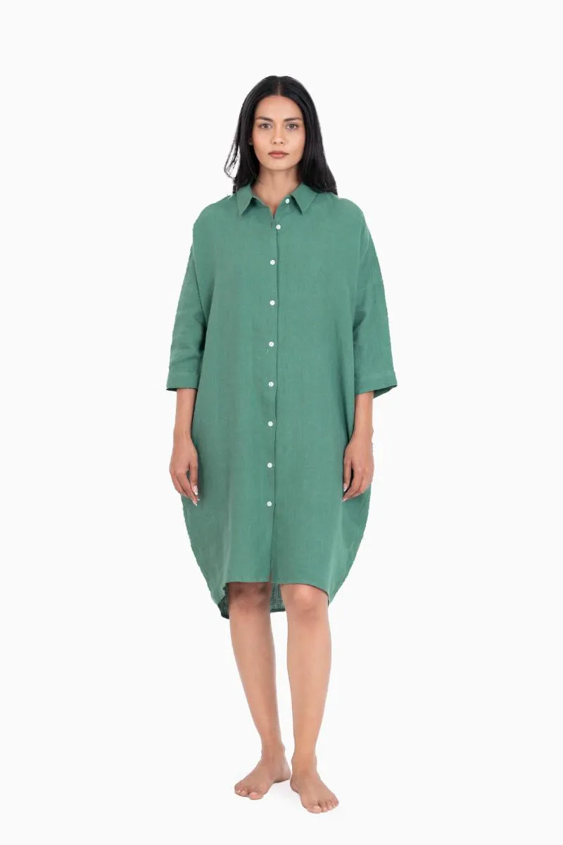 Linen Ferro Shirt Dress-Oatmeal