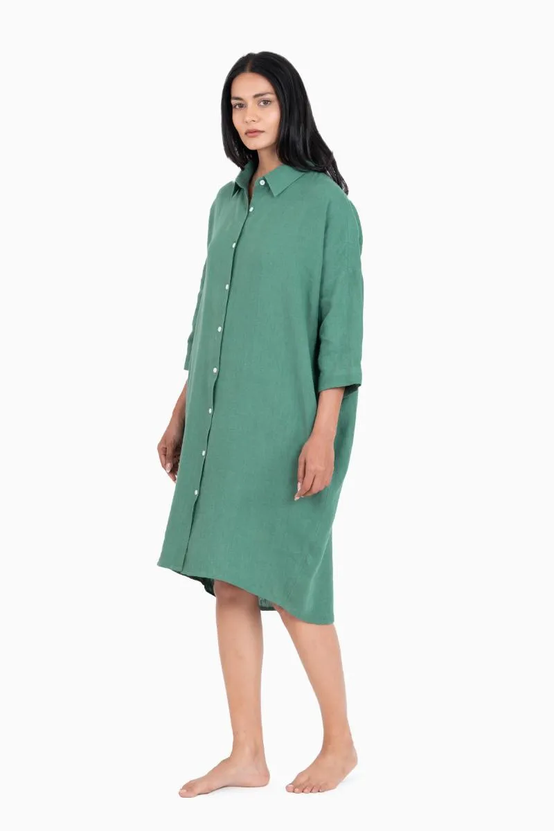 Linen Ferro Shirt Dress-Oatmeal