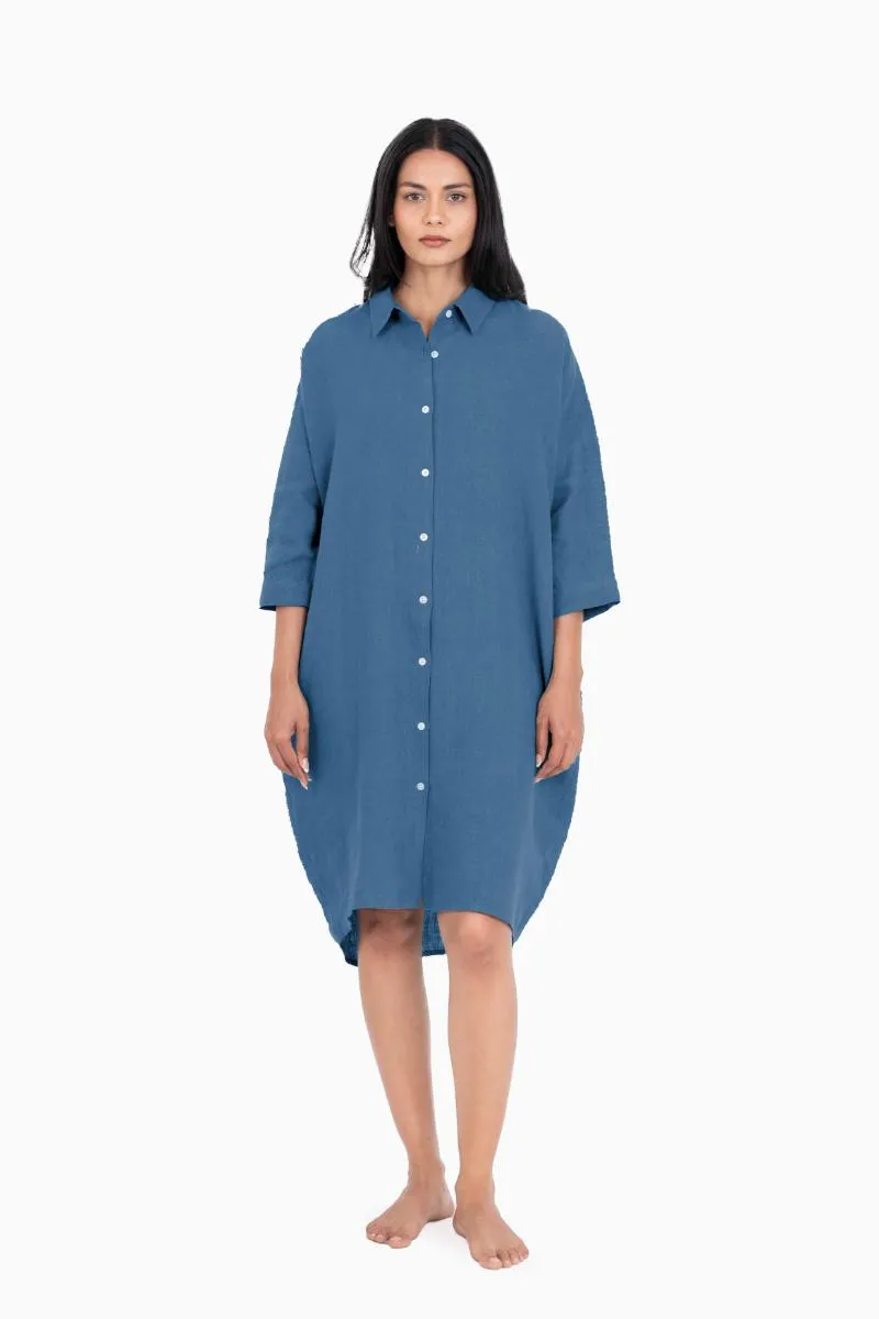 Linen Ferro Shirt Dress-Oatmeal