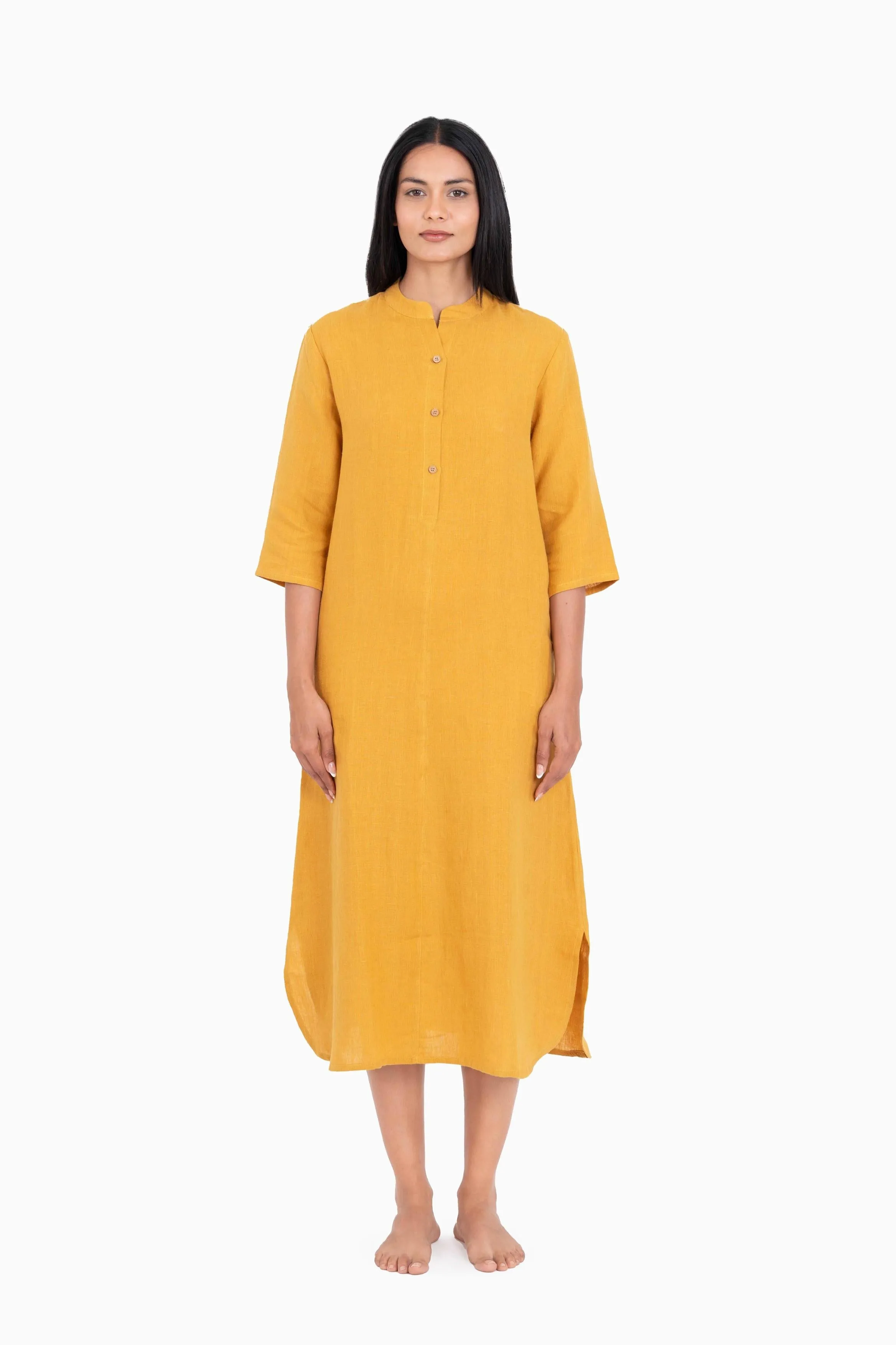 Linen Idris Shirt Dress-Stormy Blue