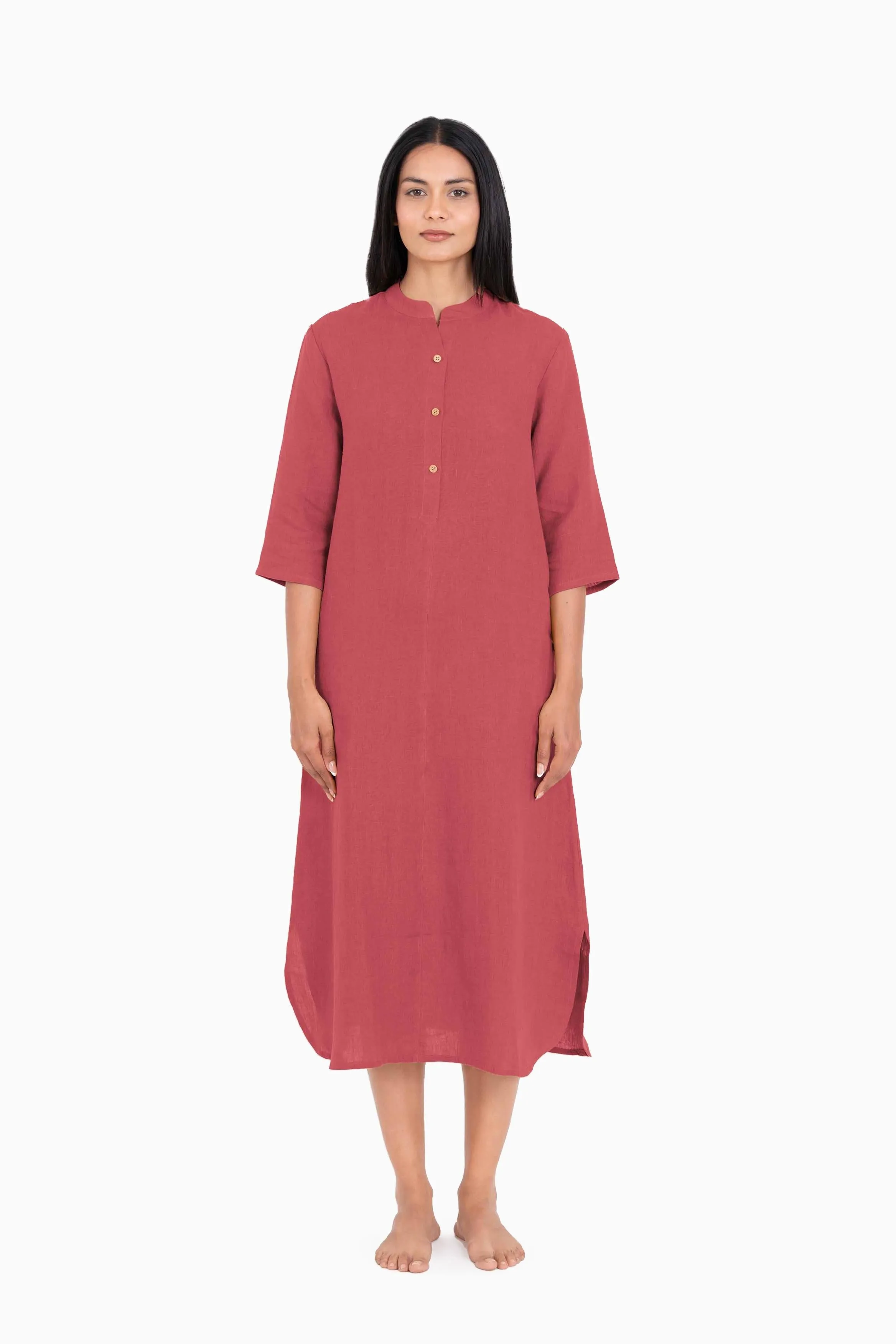 Linen Idris Shirt Dress-Stormy Blue