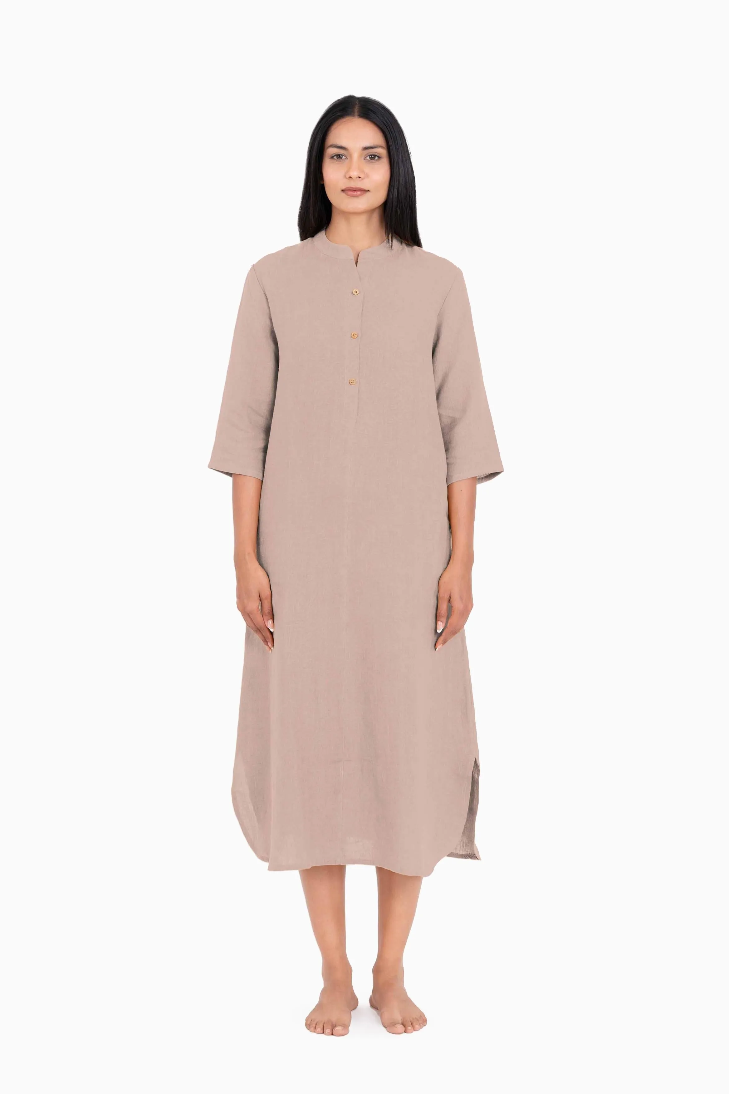Linen Idris Shirt Dress-Stormy Blue