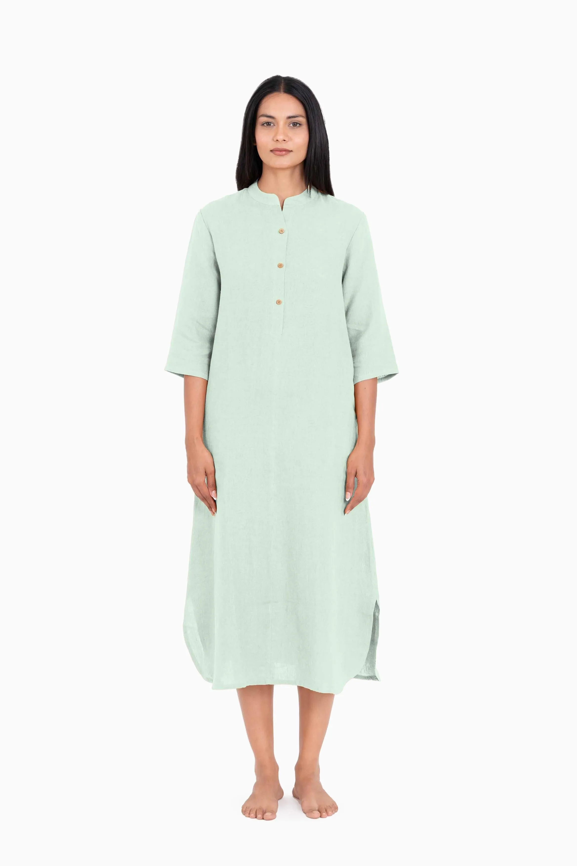 Linen Idris Shirt Dress-Stormy Blue