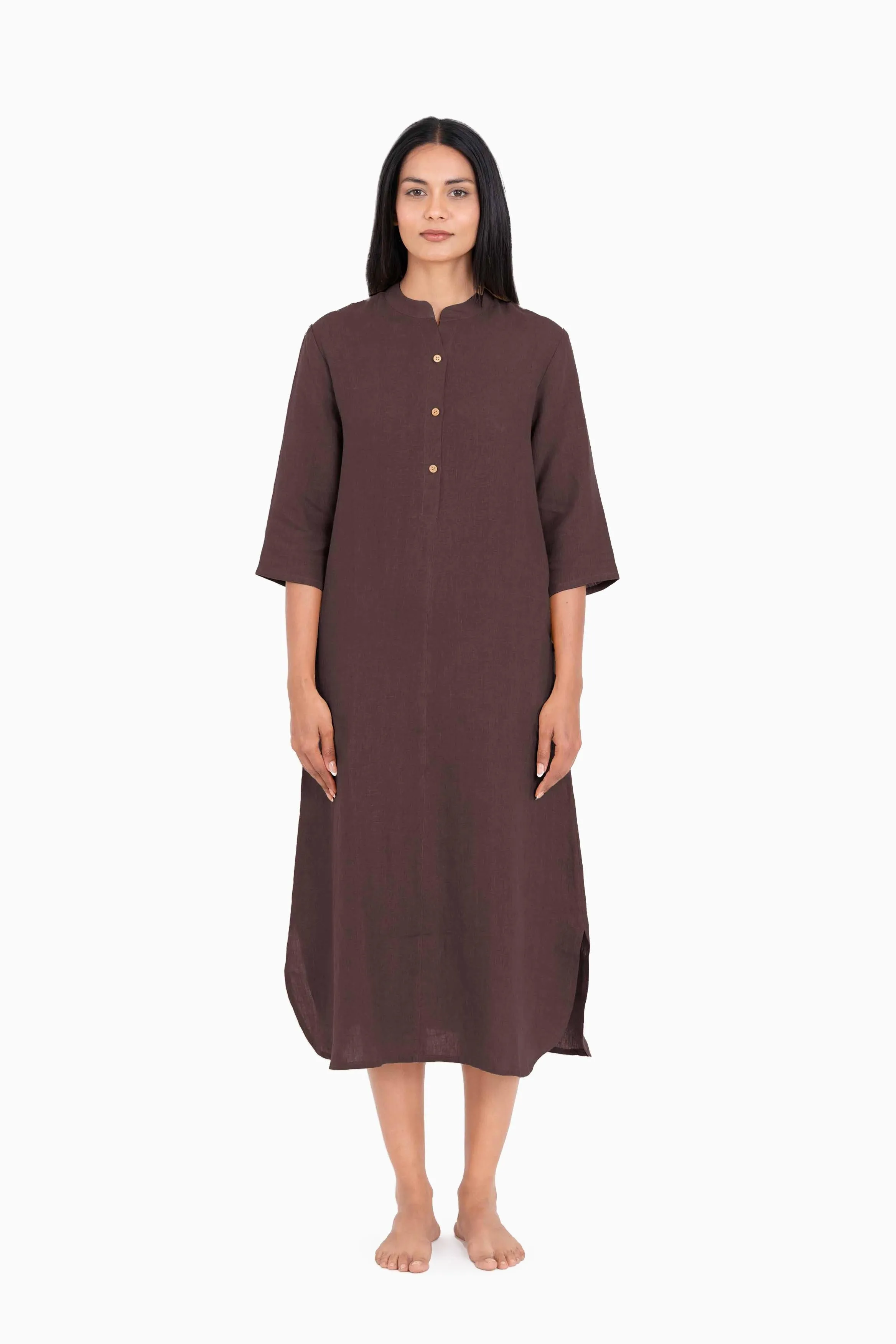 Linen Idris Shirt Dress-Stormy Blue
