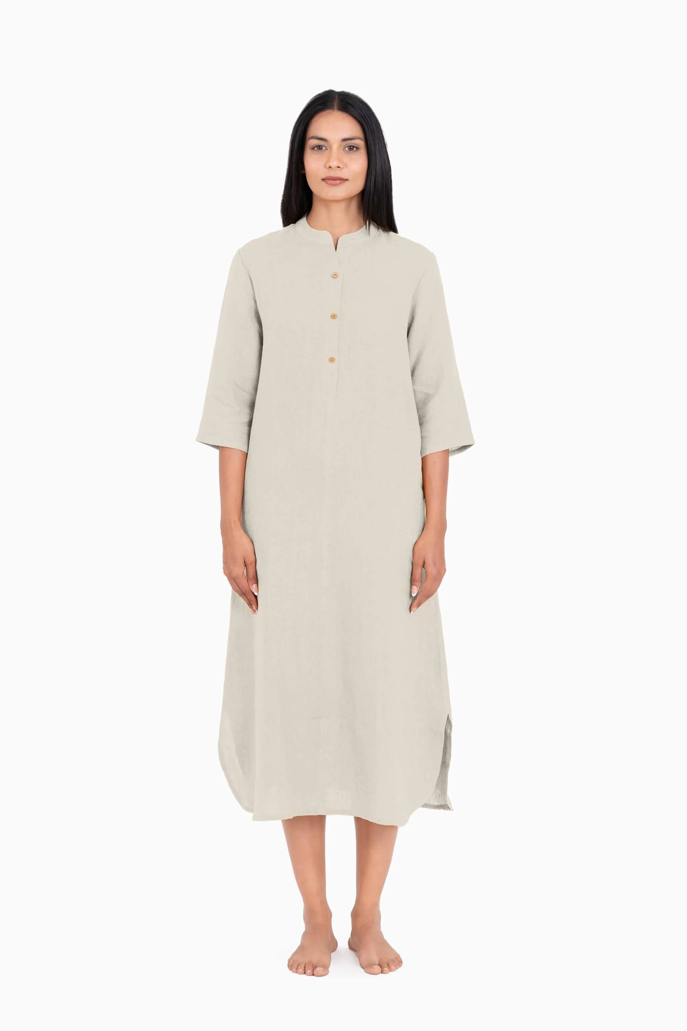 Linen Idris Shirt Dress-Stormy Blue