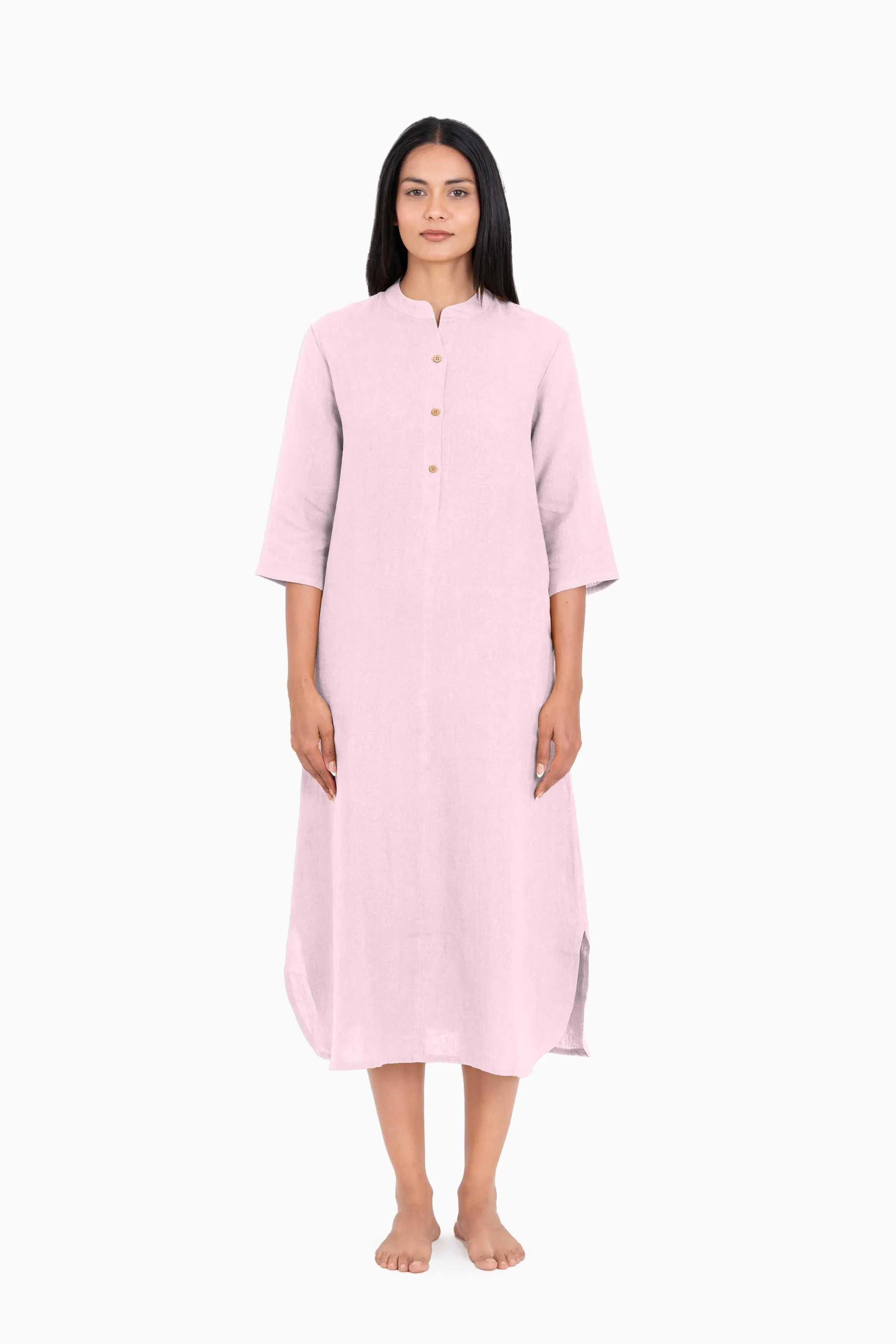 Linen Idris Shirt Dress-Stormy Blue