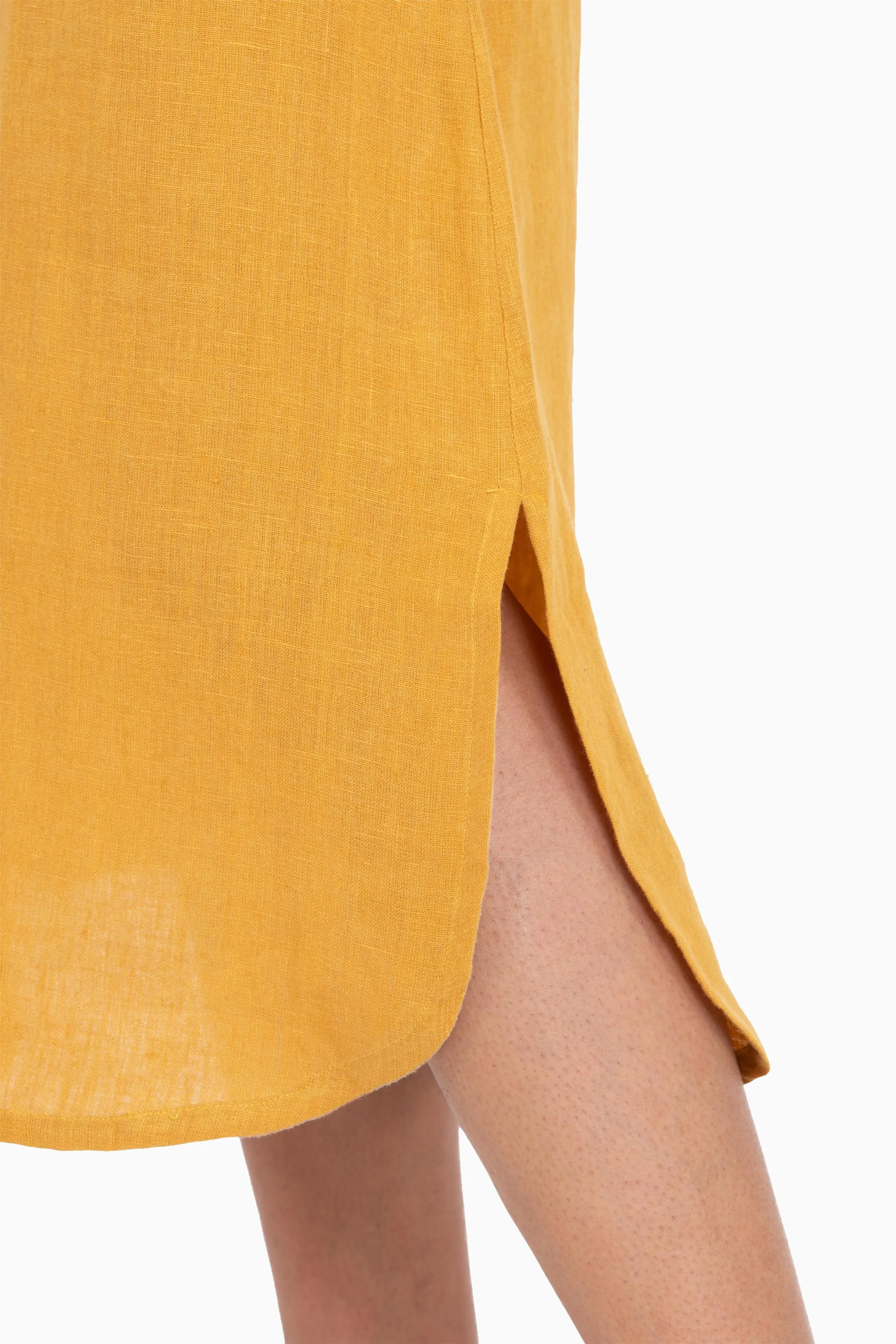 Linen Idris Shirt Dress-Stormy Blue