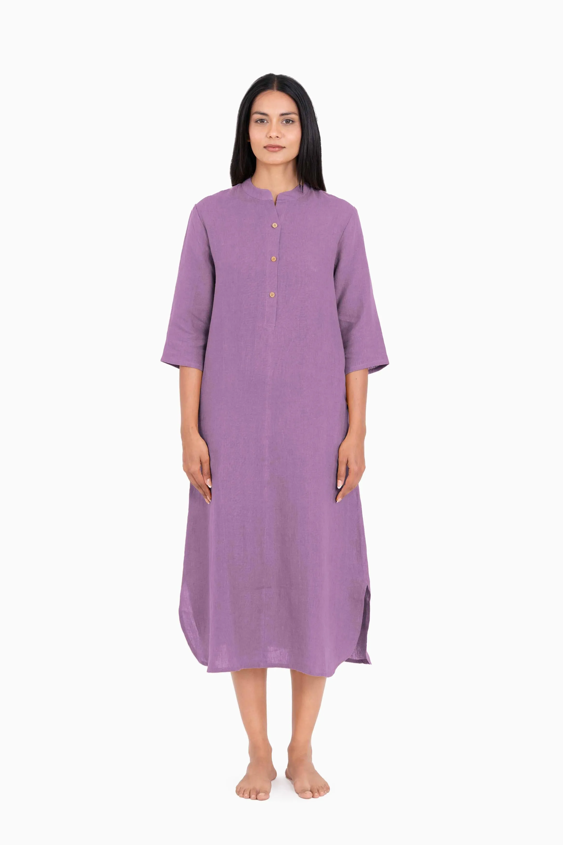 Linen Idris Shirt Dress-Stormy Blue